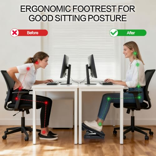 Adjustable Foot Rest Under Desk for Office,Home, Gaming & Study - color: Black, size: Large