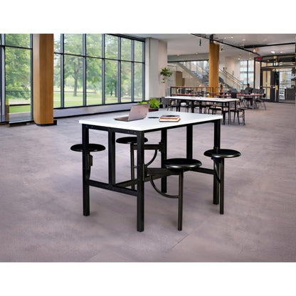 Romig Endure Standing Height Collaborative Table and Chair Set with 4 Pull-Out Swivel Stools, Dry Erase Whiteboard Top, Built-in Power Outlets and USB Charging, Classroom Training Table - color: White, size: 4 Seater