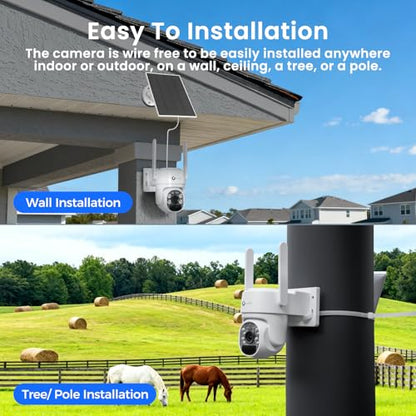 xmartO Wire-Free Solar Security Camera Outdoor Wireless, 4MP 2K QHD PTZ AI Tracking Security Camera, 5G Dual Band WiFi6, 8700mAh Battery, All-Weather Solar Charging, WiFi6 Long Range, No Monthly Fees - style: 1-CAM COMBO