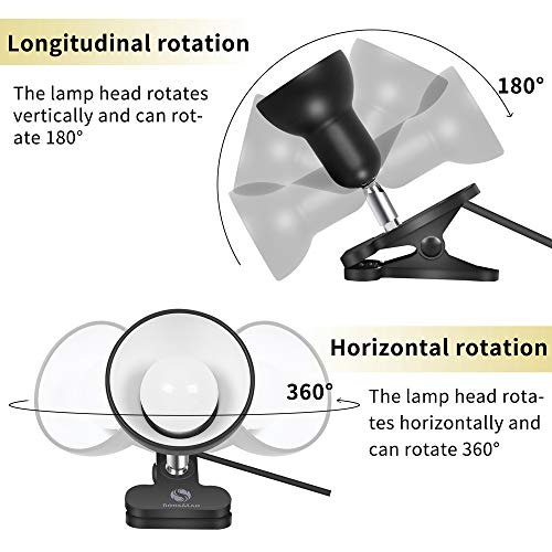 RONG&LAN Clip lamp,360° Rotation Clip on Lamp Portable Book Reading Light,Clamp on Desk/Table/Bunk Bed/Cupboard Home Lighting, (Desk lamp,Seven Colors for Your Choice) (White,2) - color: White,2
