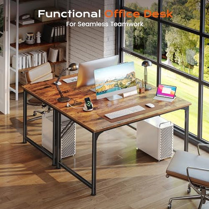 PRAISUN 40 X 24 Inch Deeper Desk with Power Outlets - color: Rustic Brown, size: 39.4*23.6 inch