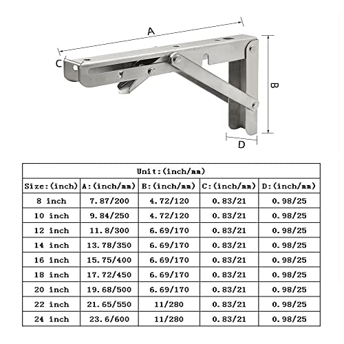 10 Inch Folding Shelf Brackets, 2 Pack Stainless Steel Heavy Duty L Bracket - color: Silver, size: 10 Inch