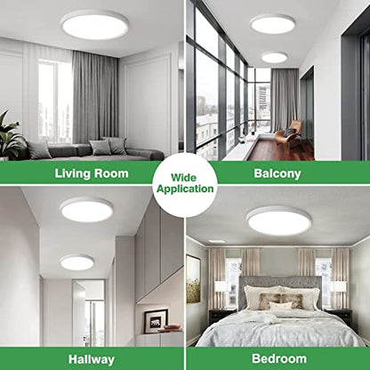 9Inch 4PK White LED Flush Mount Ceiling Light,18W,1860LM, 3CCT Selectable | 3000K/4000K/6000K CCT Selectable, White Close to Ceiling Round Flat Panel Light, Super Slim LED Ceiling Light for Bedroom - color: White, size: 9"-4PK