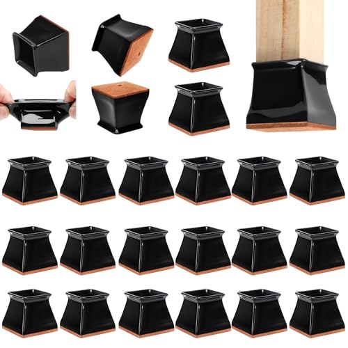 CHUNZEXI 24 Pack Square Chair Leg Floor Protectors for Hardwood Floors, Silicone Felt Covers Pads Caps, Protect Wood Furniture Feet Floors Noise Reduce and Scratch (Square Small) - color: Black-24pack, size: Square S