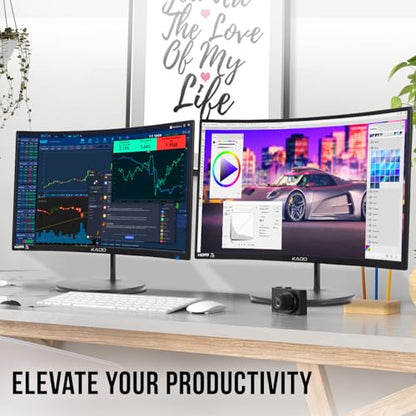 Kado 2-Pack Dual 27" Curved 1500R 1920x1080 75Hz FHD Computer Monitor