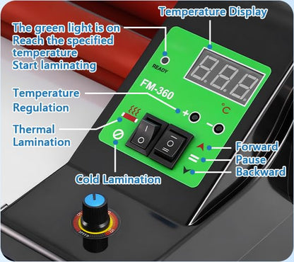 MXBAOHENG 13.78 Inch Hot Cold Roll Laminator, Digital Temperature Display