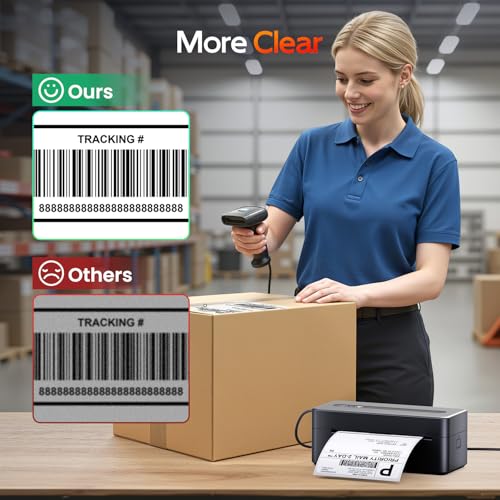 TATTMUSE Thermal Shipping Label Printer 4X6 Upgraded, 2026 New Version Bluetooth Label Printer for Small Business and Package, Support iOS, Android, Windows, Mac, Come with Label Holder - color: Black