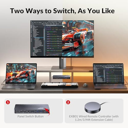 AV Access KVM Switch Docking Station 2 Monitors 2 Laptops, 4K Dual Display