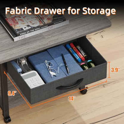 YAOHUOO 22"x15" Large Printer Stand with Drawer, 2-Tier Rolling Table Cart - color: Gray, size: 2-Tier