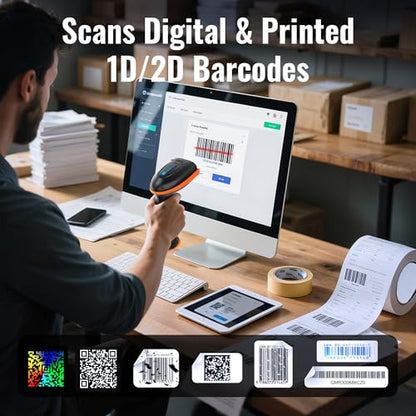 Tera Barcode Scanner 2D Wireless with Stand: Battery Indicator, D5100-Z - color: 2D with stand