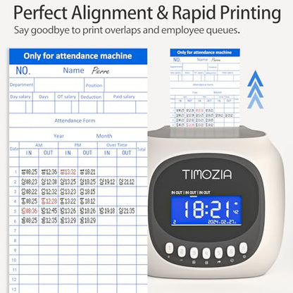 Time Clocks for Employees Small Business, Auto-Align Time Clock, 6 Punches per Day Time Machine | Clock in Machine for Employees with 50 Time Cards and 1 Ink Ribbon(Inside) - color: Grey With 50 Cards