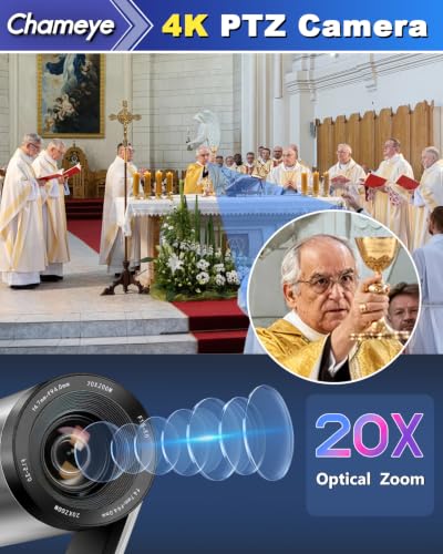 Chameye 4K PTZ Live Streaming Camera 20X Optical Zoom HDMI USB LAN PoE C420 - color: 4K 20x HDMI C420