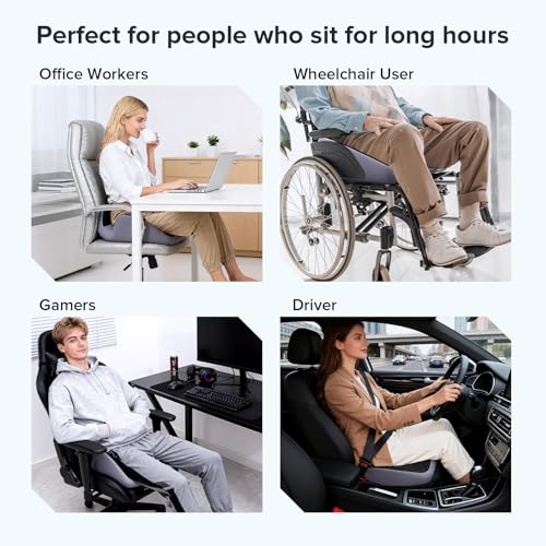 Coccyx Seat Cushion, U-Shaped Memory Foam Office Chair | High-Density Memory Foam Helps Reduce Tailbone Pressure; Washable Mesh Cover, Anti-Slip Base for Office Chair, Car & Travel - size: 20*16*5.8