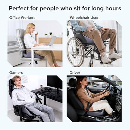 Coccyx Seat Cushion, U-Shaped Memory Foam Office Chair | High-Density Memory Foam Helps Reduce Tailbone Pressure; Washable Mesh Cover, Anti-Slip Base for Office Chair, Car & Travel - size: 20*16*5.8