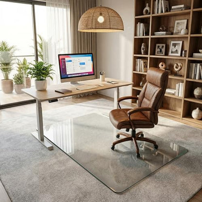 Office Chair Mat for Carpet & Hardwood, Upgraded 40" x 60" Dual Use Tempered Glass Chair Mat for Chair and Footrest Under Desk - size: 40"x60"