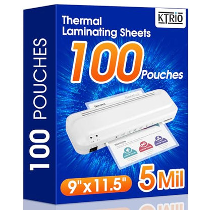 KTRIO 100 Pack 5 Mil Laminating Sheets, Hold 8.5 x 11 inch Documents, Menu - size: 8.5x11" | 5 mil