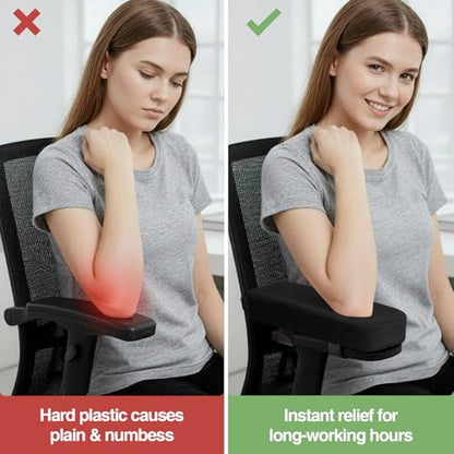 Smiry Ergonomic Office Chair Armrest Pads Black, Set of 2 Stretch Jacquard Office Computer Chair Seat Covers Black, Seat + Backrest Cover