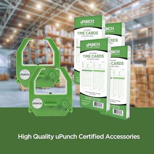 uPunch 2 Pack Ribbon/200 Card Combo for Green HN3000 AutoAlign Time Clocks (HNRG2TCG1200)