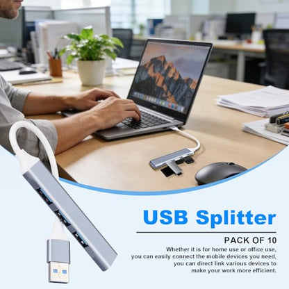 10-Pack USB Hub Port Splitter: 4-Port USB Port Expander - size: 10-Pack