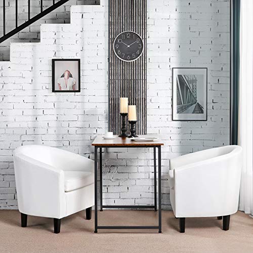 Topeakmart Faux Leather Accent Chair Set of 2, 300 lb Cap, White | Set of 2 PU Leather Barrel Chairs, U-shaped Backrest, Foam Seat, 18" Seat Height, Solid Wood Legs - color: White, size: Set of 2