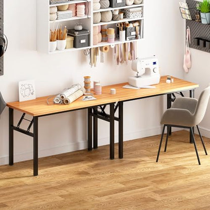Need Office Computer Desk - 47.2L Sturdy and Heavy Duty Folding Laptop Table,Writing Table/Home Office Desk/Sewing Table,No Assembly Required (Teak Color) AC5BB12060 | Black Frame Writing Gaming Work Table/Foldable Home Office Desk/Sewing Table, No Assemb