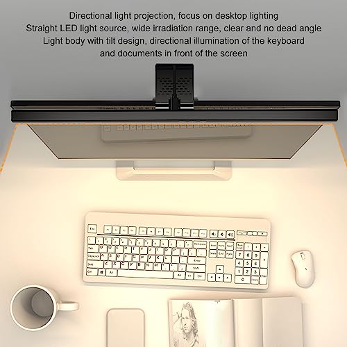 Monitor Light Bar Desk Light Bar 3 Switchable Light Modes Stepless Dimmable Touch Control Computer Screen Light Bar for Office Home White (White) - color: White