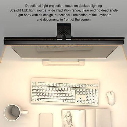 Monitor Light Bar Desk Light Bar 3 Switchable Light Modes Stepless Dimmable Touch Control Computer Screen Light Bar for Office Home White (Black) - color: Black