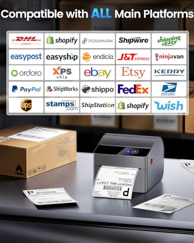 ASprink Bluetooth Shipping Label Printer with 750 Pcs Labels - color: Grey