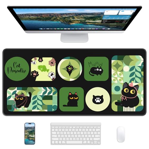 Mouse Pad 31.5x15.7in Large Desk Mat Non-Slip for Office - color: Cute Kitty, size: 31.5" x 15.7"