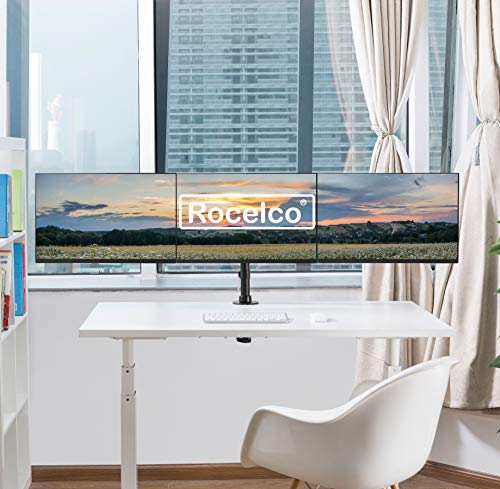 Rocelco Premium Triple Monitor Desk Mount - Standard Pattern Fits 13" - 27" LED LCD Flat Computer Screen - Three Articulated Full Motion Adjustable Arms - Grommet and C Clamp - Black (R DM3) - style: 3 Monitor