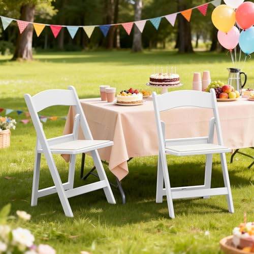 Nazhura Garden and Patio Folding Chair for Events and Wedding, Lightweight with Padded Seat, Water-Proof, Double Braced Frame, Non-Slip Feet, 350LB Capacity - color: White