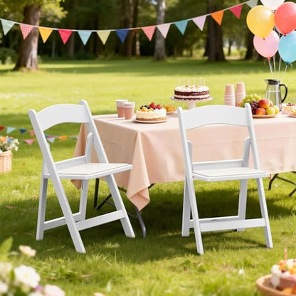 Nazhura Garden and Patio Folding Chair for Events and Wedding, Lightweight with Padded Seat, Water-Proof, Double Braced Frame, Non-Slip Feet, 350LB Capacity - color: White