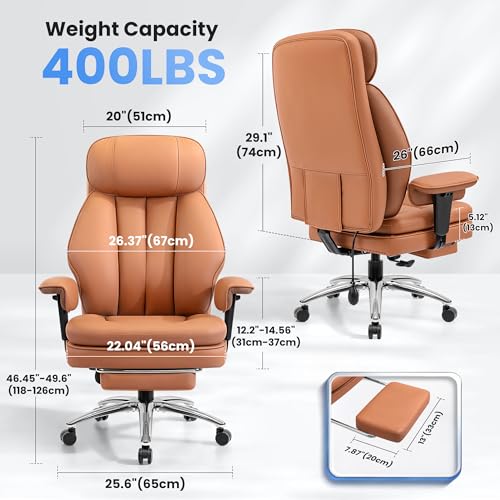 Executive Office Chair with Lumbar Support, Comfortable Computer Desk Chair - color: Brown