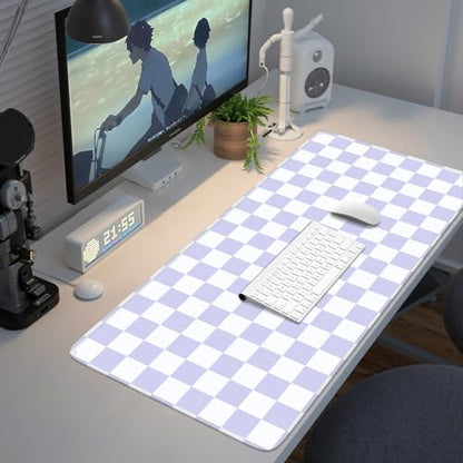 iCasso Desk Pad Mat, Cute Desk Matt for Desktop, Purple Checkered - color: Purple Checkered