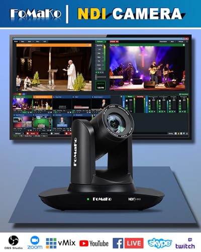 FoMaKo NDI PTZ Camera, AI Auto-Tracking Gen 3, 20x Optical Zoom LAN USB3.0 HDMI PTZ Camera for Church Services Worship Education (NDI 6 & NDI HX3) FMK20UH NDI-B (Black Color) - color: Dark Black
