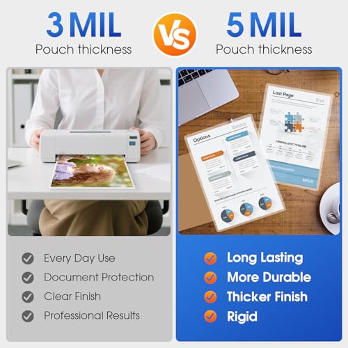 KTRIO 100 Pack 5 Mil Laminating Sheets, Hold 8.5 x 11 inch Documents, Menu - size: 8.5x11" | 5 mil