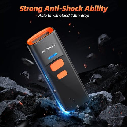 Wireless Mini Barcode Scanner, 1D/2D QR Bar Code Reader with Charging Dock | Bluetooth 2.4g USB, Compact Design, 1100mah, Reads Paper & Screen Codes, 3-in-1 Barcode Reader for IOS/Android/Windows