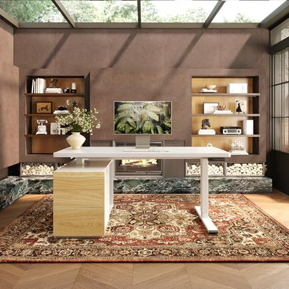 FLEXISPOT 55" Executive Standing Desk with Drawers & CPU Cabinet, White - color: White, size: 55"x28"