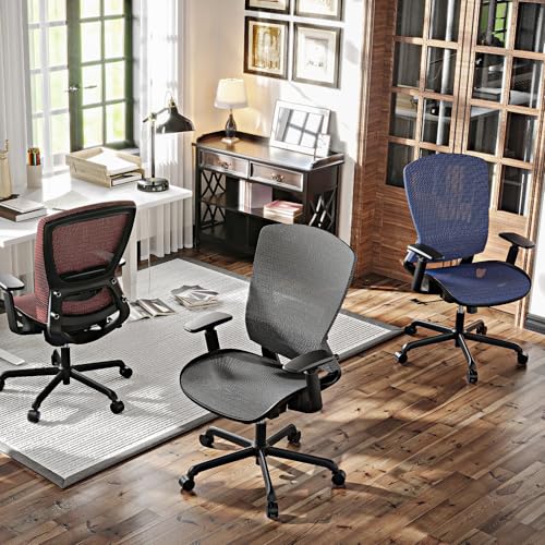 Ergonomic Mesh Office Chair,Comfy Computer Desk Chair - BIFMA 5.1 Certified Commercial Swivel Task Chair for Home Office - Adjustable Lumbar Support & Armrests,Tilt Function,Wide Seat - color: Charcoal