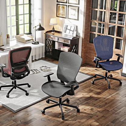 Ergonomic Mesh Office Chair,Comfy Computer Desk Chair - BIFMA 5.1 Certified Commercial Swivel Task Chair for Home Office - Adjustable Lumbar Support & Armrests,Tilt Function,Wide Seat - color: Charcoal