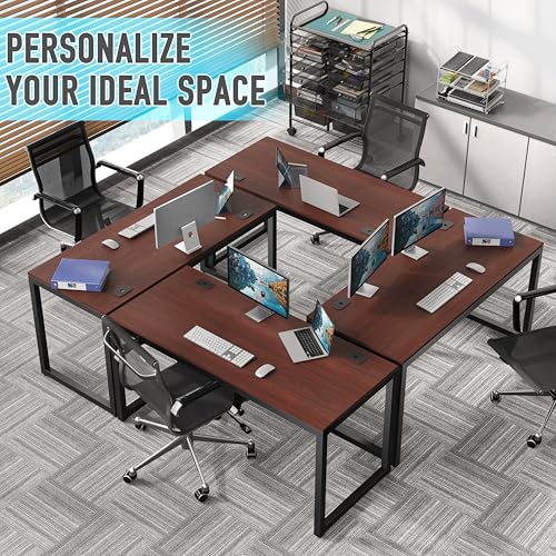 SHW 55-Inch Commercial-Grade Office Computer Desk, Cherry - color: Cherry, size: 55-Inch