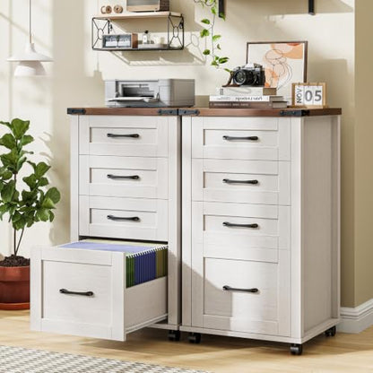 Halitaa 4 Drawer Mobile File Cabinet, Vertical Rustic Filing Cabinet for Hanging A4/Letter Size, Printer Stand with Storage Organization for Home Office - style: 4 Drawer