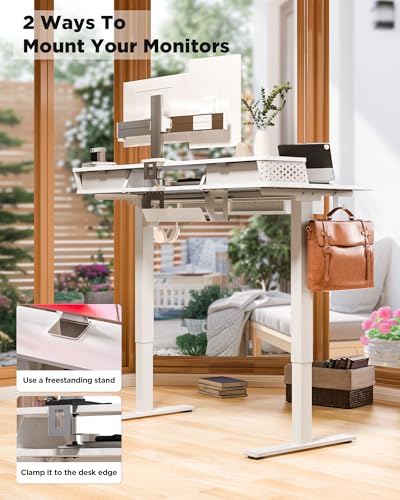 FiCiHi 55x24 Inch Electric Standing Desk, 4 Drawers, Adjustable Height Desk - color: White, size: 55"x24" (4 Drawers)