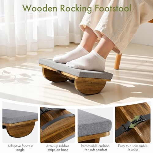 Wooden Under Desk Foot Rest with Detachable Cushion - size: Single Layer-With Cushion