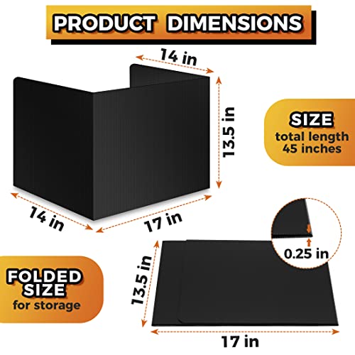 4-Pack Desk Dividers for Students - Durable & Waterproof Plastic Study Carrel Divider, Classroom Folders Teacher Supplies, Easy-to-Clean Plastic Privacy Shield Folder Boards for Student Desks, Black