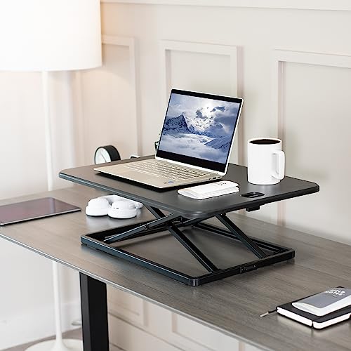 VIVO 26 in Single Top Standing Desk Converter, Ultra-Slim Desk Riser - color: Black, size: 26"