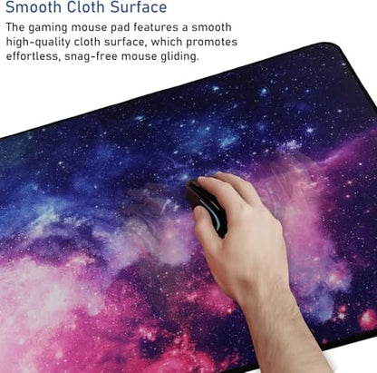 Gaming Mouse Pad with Stitched Edges (35.4X15.7In) Waterproof Desk Pad - color: Galaxy, size: 35.4L x 15.7W inches