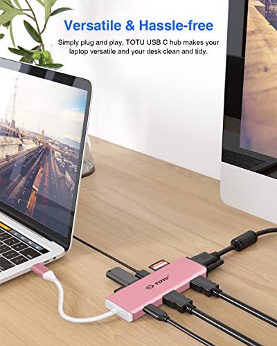 TOTU Docking Station, USB C Hub, 9 in 1 Triple Display Docking Station with Collage Display Mode, Dual 4K HDMI, VGA, 100W PD, 3 USB 3.0 and TF/SD Card Reader for MacBook Pro Air and Type-C Laptops