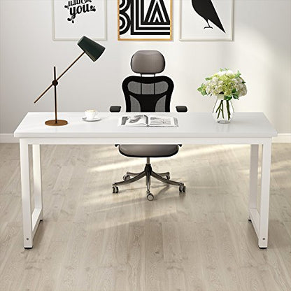 Tribesigns Computer Desk, 63 inch Large Office Desk Computer Table Study Writing Desk for Home Office, White - color: White, size: 63*23.6 inch