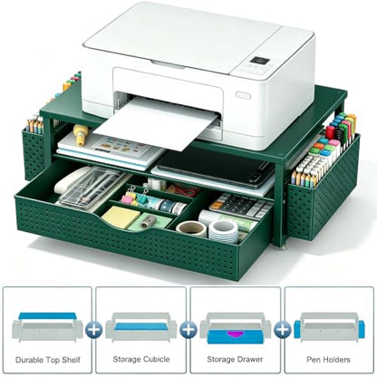 Spacrea Desk Organizers and Accessories, Printer Stand with Storage, Green - color: Green